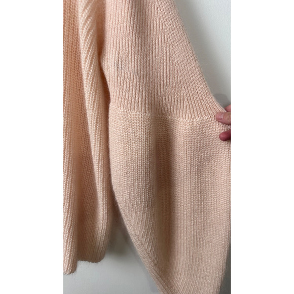 Lewit Peach knit puff sleeve knit sweater womens L Turtleneck Peach Mohair A3 - Picture 2 of 5
